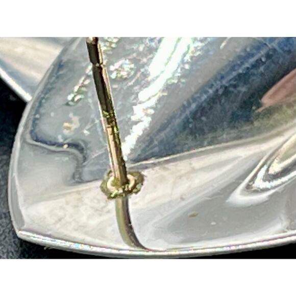 Signed Designer Sterling Silver & *14K Gold Post DESIGNER Modern Post Earrings - Picture 11 of 16